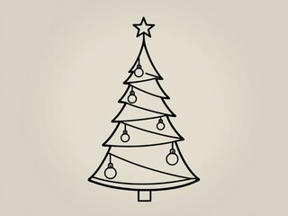 Simple Black and White Christmas Tree Graphic