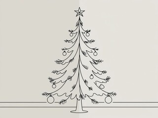 Simple Line Drawing of a Christmas Tree