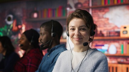 Friendly customer support workers respond to customers inquiries about products or services....