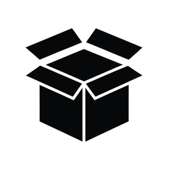 open box icon silhouette on white background, open box icon 