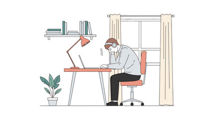 Freelancer overwhelmed in digital workspace