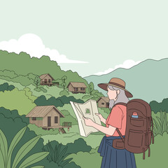 Sustainable tourism with map and nature