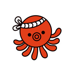 タコのキャラクターのアイコンイラスト © sato66
