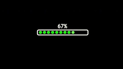 progress loading animation with percentage numbers on black background
 - Powered by Adobe