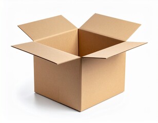 Cardboard Box Simple Open white background