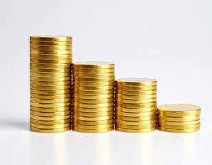 Gold Coins Stack white background