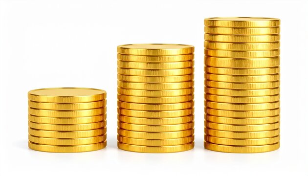Gold Coins Stack white background