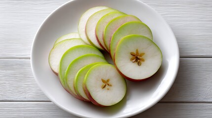 Sliced Green Apples on a White Plate