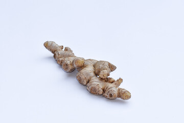 Jahe (Zingiber officinale) basic ingredient for traditional drinks/medicine, White background ginger