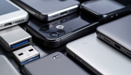 Assorted Modern Electronic Devices Displayed