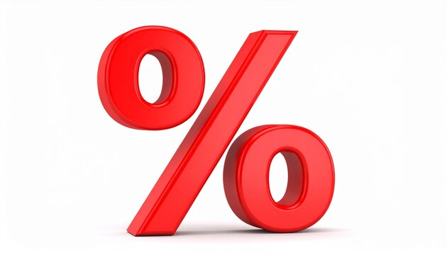 Red Percent Symbol white background 