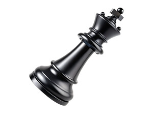 Hyper-realistic black chess king piece in glossy finish isolated  on a white background PNG, AI
