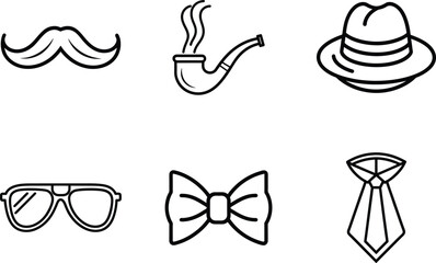 Gentle Dad Black & White Father's Day Icon Set