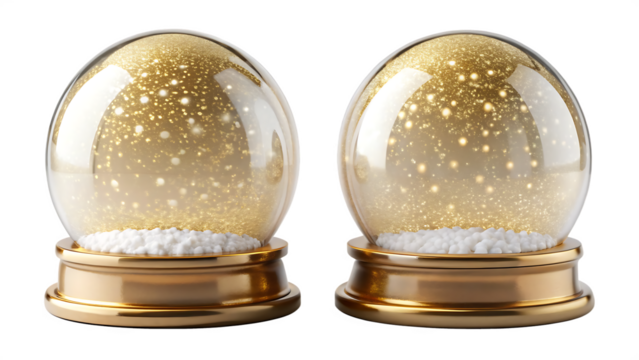 gold empty snow globe isolated on white background PNG, AI