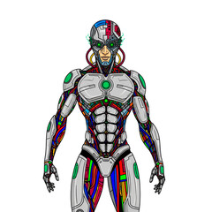Advanced Cyborg: Humanoid Robot with Exposed Circuitry