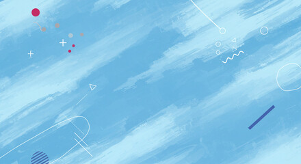 Abstract Blue Background: Painted Texture with Geometric Elements