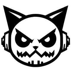 Silhouette of a robot cat face