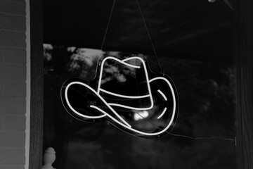A cowboy neon sign