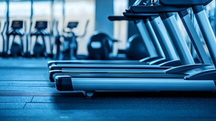 Modern treadmills in a fitness center.