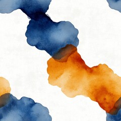 Abstract watercolor artwork with blue and orange splashes, perfect for modern decor and artistic designs