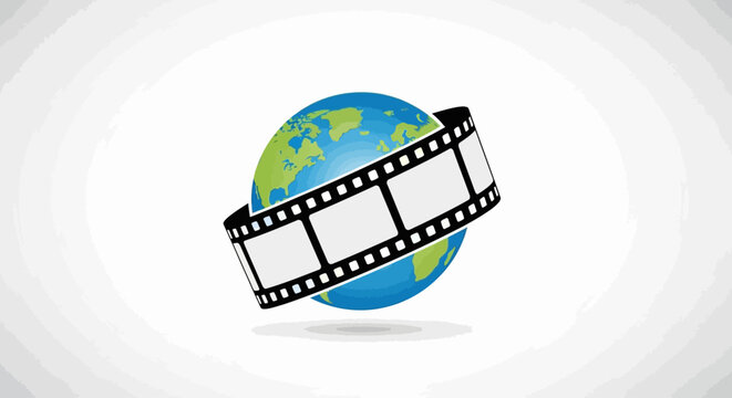 Global Cinema Film Reel Encircling Earth