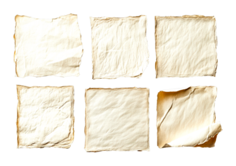 Creative blank paper sheets for projects studio workspace content unique layout cut out on transparent background