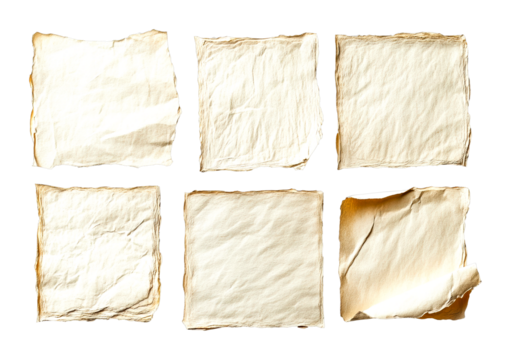 Creative blank paper sheets for projects studio workspace content unique layout cut out on transparent background