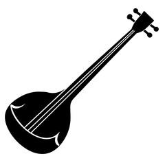 Black and white silhouette of a sitar