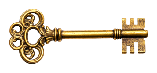 Unlocking potential vintage key close-up studio setting product artistic vision cut out on transparent background
