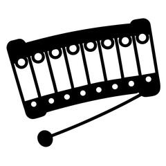 Black and white illustration of a xylophone