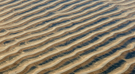 Obraz premium Aerial Photo of Parallel Sand Dunes in Desert Landscape