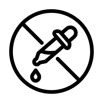 no artificial flavor added icon with crossed eye dropper symbol