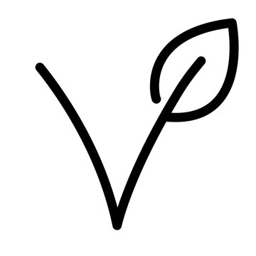 vegan outline icon with leaf symbol