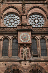 Fototapeta premium Astronomical clock on the exterior of Strasbourg Cathedral (Cathédrale Notre-Dame de Strasbourg) in France. 