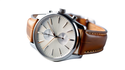 Elegant mens chronograph wristwatch isolated on a white background