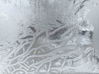 Abstract ice formations on window