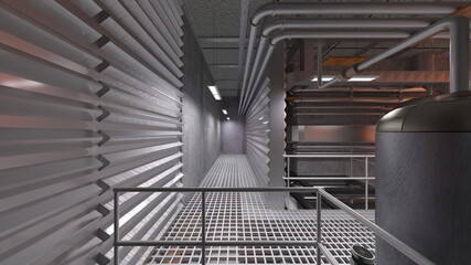 宇宙船通路　3DCGレンダリング

