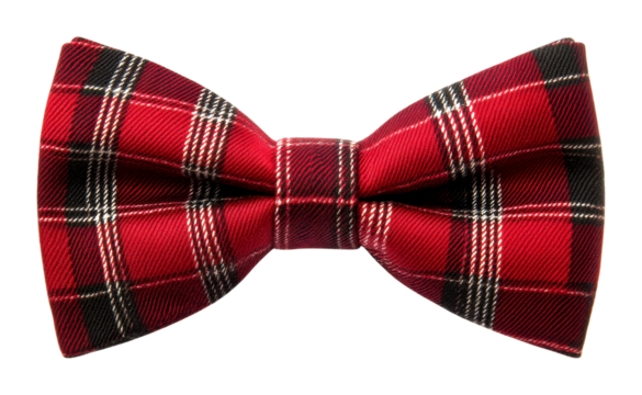 Elegant red plaid bow tie fashion accessories lifestyle studio close-up style isolated on transparent background