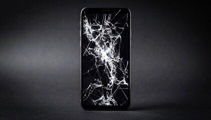 Broken Smartphone Display On Dark Background