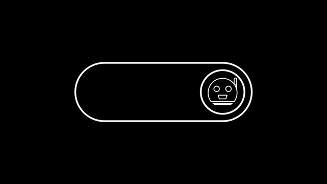 AI Switch Button Motion in White 4K, AI interface toggle button animation with smooth white transition, perfect for futuristic UI/UX projects