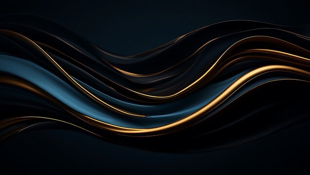 Abstract Swirling Dark and Gold Fluid Elegant, Luxurious Design Concept