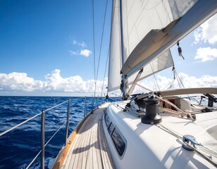Sailing yacht on open ocean
