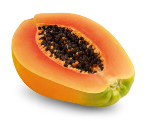 Half of papaya isolated on transparent background.