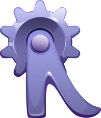 American cowboy spur font typeface letter R. Western vintage type letter, Texas sheriff cartoon vector typeset sign. American history English alphabet element or Wild West cowboy kids ABC font symbol