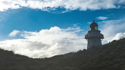 Waipapa point new zealand lighthouse blue sky 