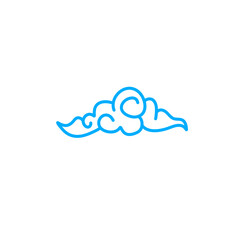 Blue doodle cartoon cloud 