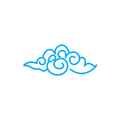 Blue doodle cartoon cloud 