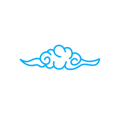 Fototapeta premium Blue doodle cartoon cloud 