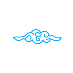 Blue doodle cartoon cloud 