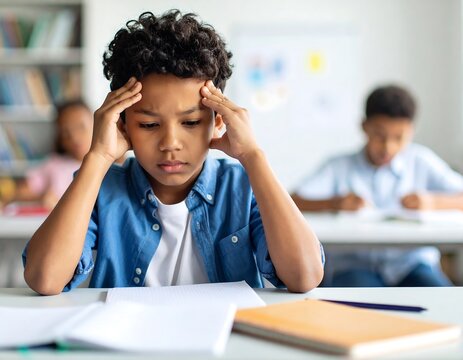 Upset student in classroom - Powered by Adobe